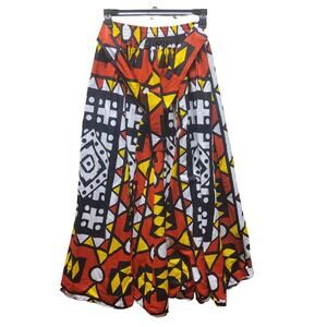 ALF One Size Vibrant skirt Midi Elastic Waist Attach Belt Fit Flare Tribal Flare